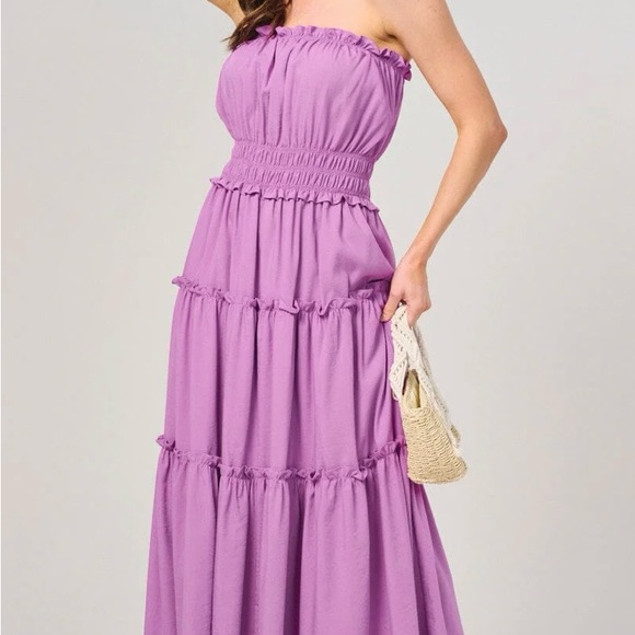 Dresses & Skirts - Purple Strapless Ruffled Tiered Maxi Dress – Boutique – Size Medium